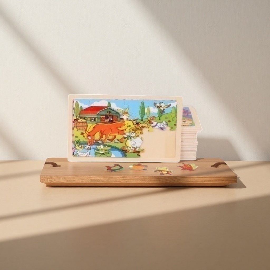 Farm animal pattern color jigsaw puzzle board, thickened EVA material, children's early education and intelligence toy Specification image