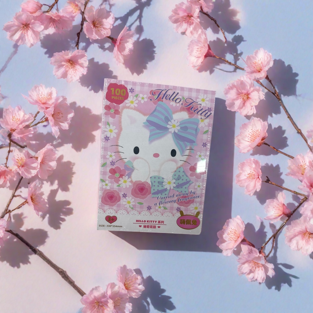 Hello Kitty Pink checkered packaging box Puzzle and educational children's toy Gift box details Picture