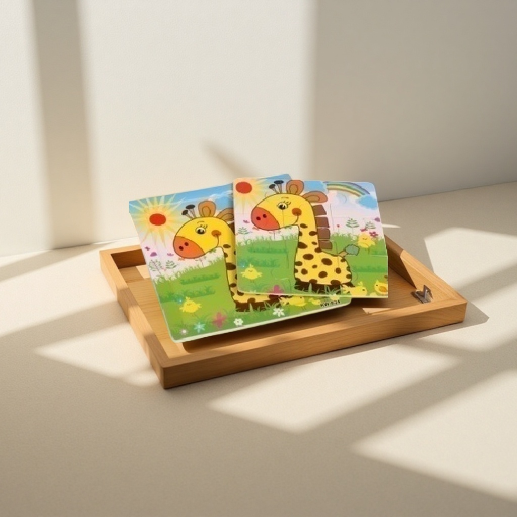 Colorful giraffe-patterned children's thick cardboard book with safe rounded corners for educational enlightenment Application Scenario