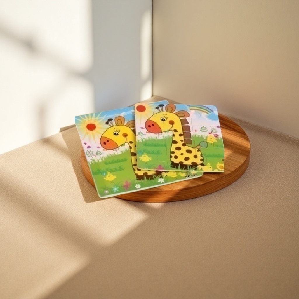 Colorful giraffe-patterned children's thick cardboard book with safe rounded corners for educational enlightenment details Picture
