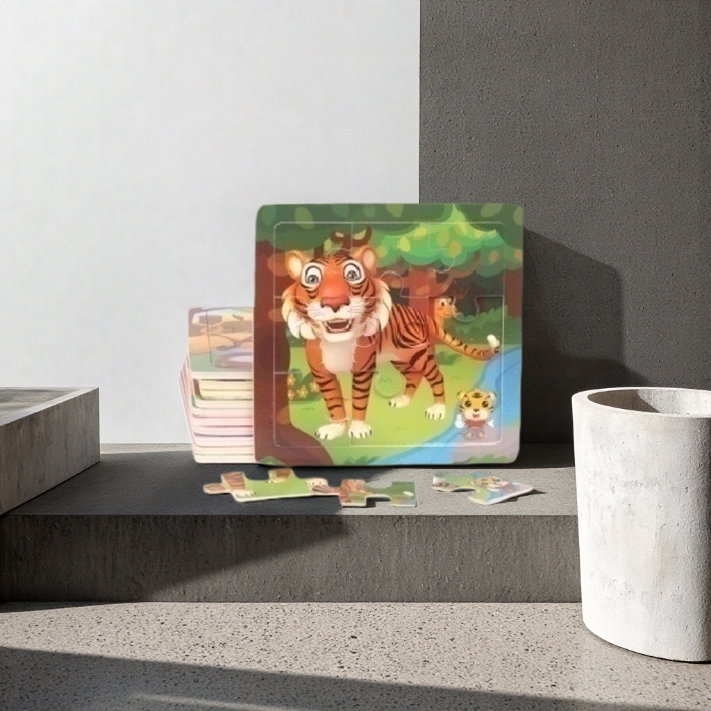 Colorful tiger puzzle children's educational toy, 36 pieces of wooden, safe and non-toxic