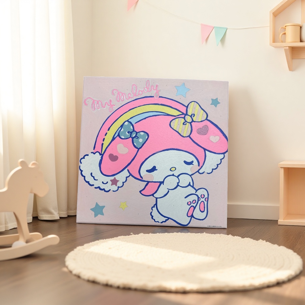 粉色背景卡通画My Melody角色形象装饰画壁挂