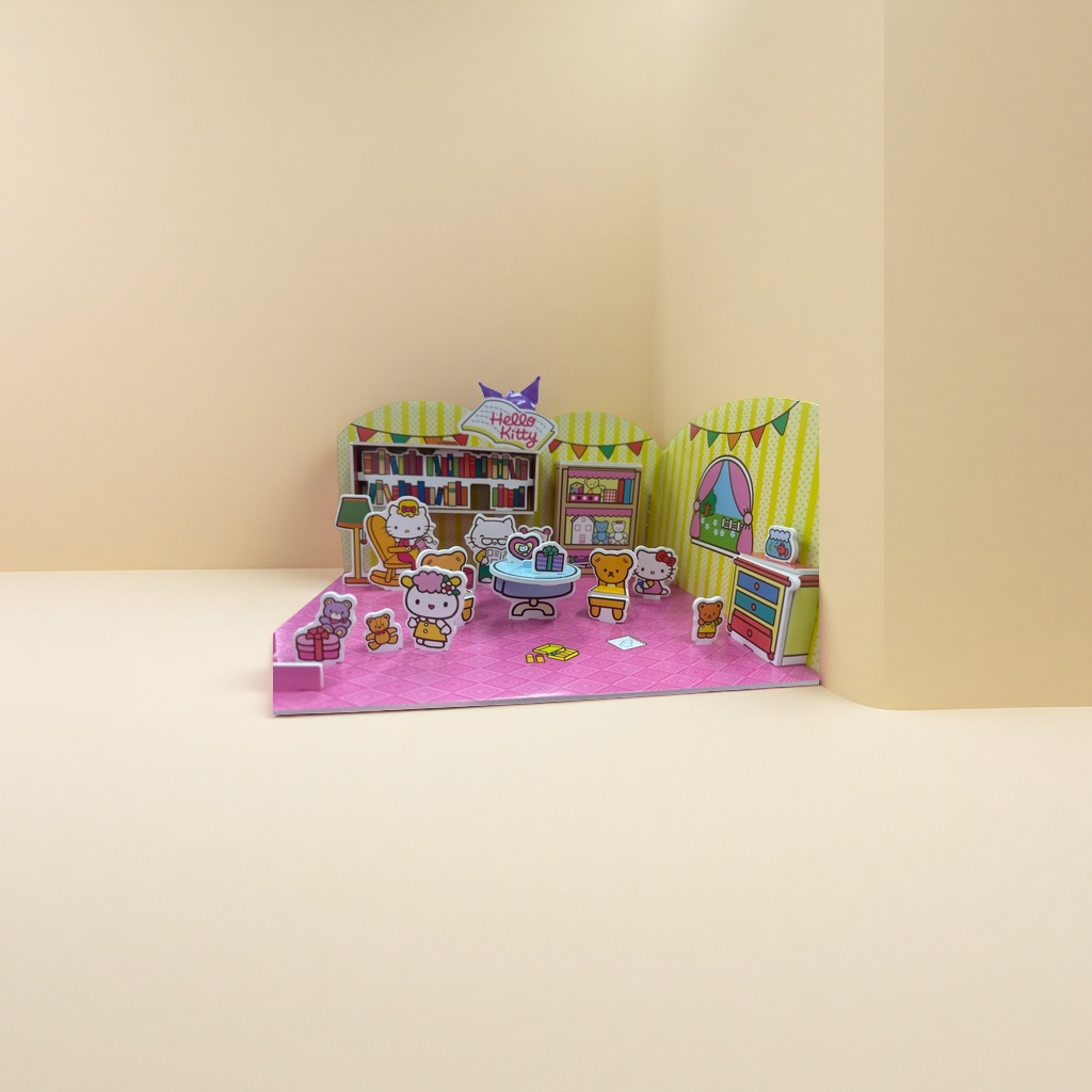 Colorful cartoon paper art toy house scene DIY handcrafted three-dimensional assembly set Specification image