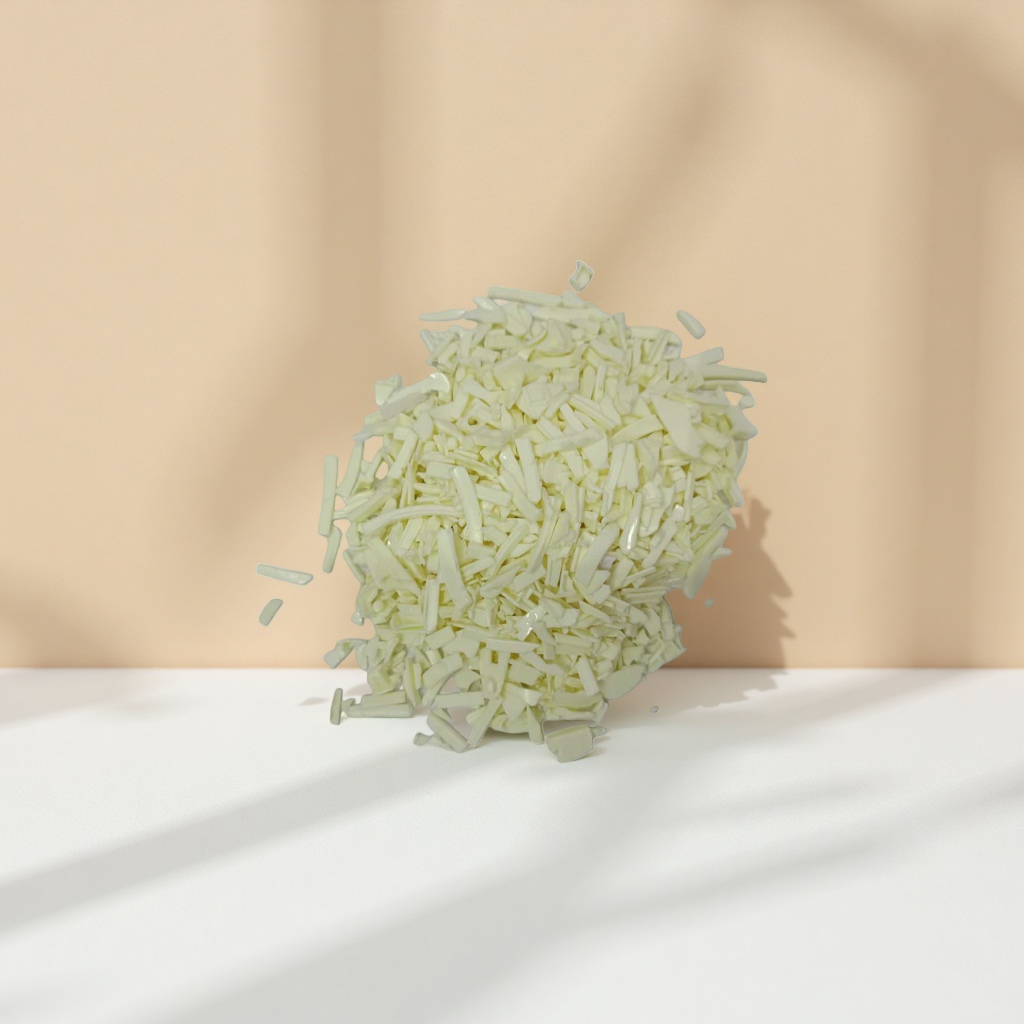Light yellow flaky cleaning and decontamination powder