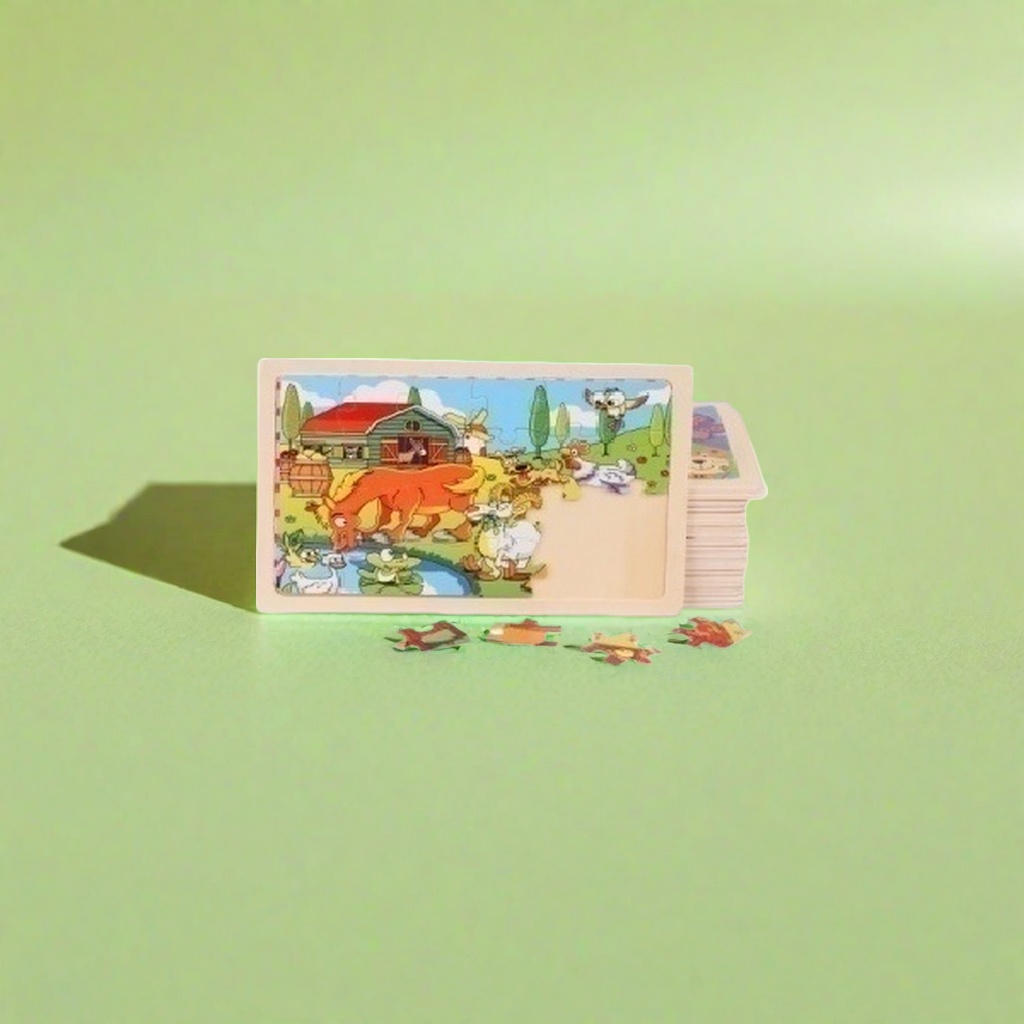 Farm animal pattern color jigsaw puzzle board educational children's early education toy details Picture