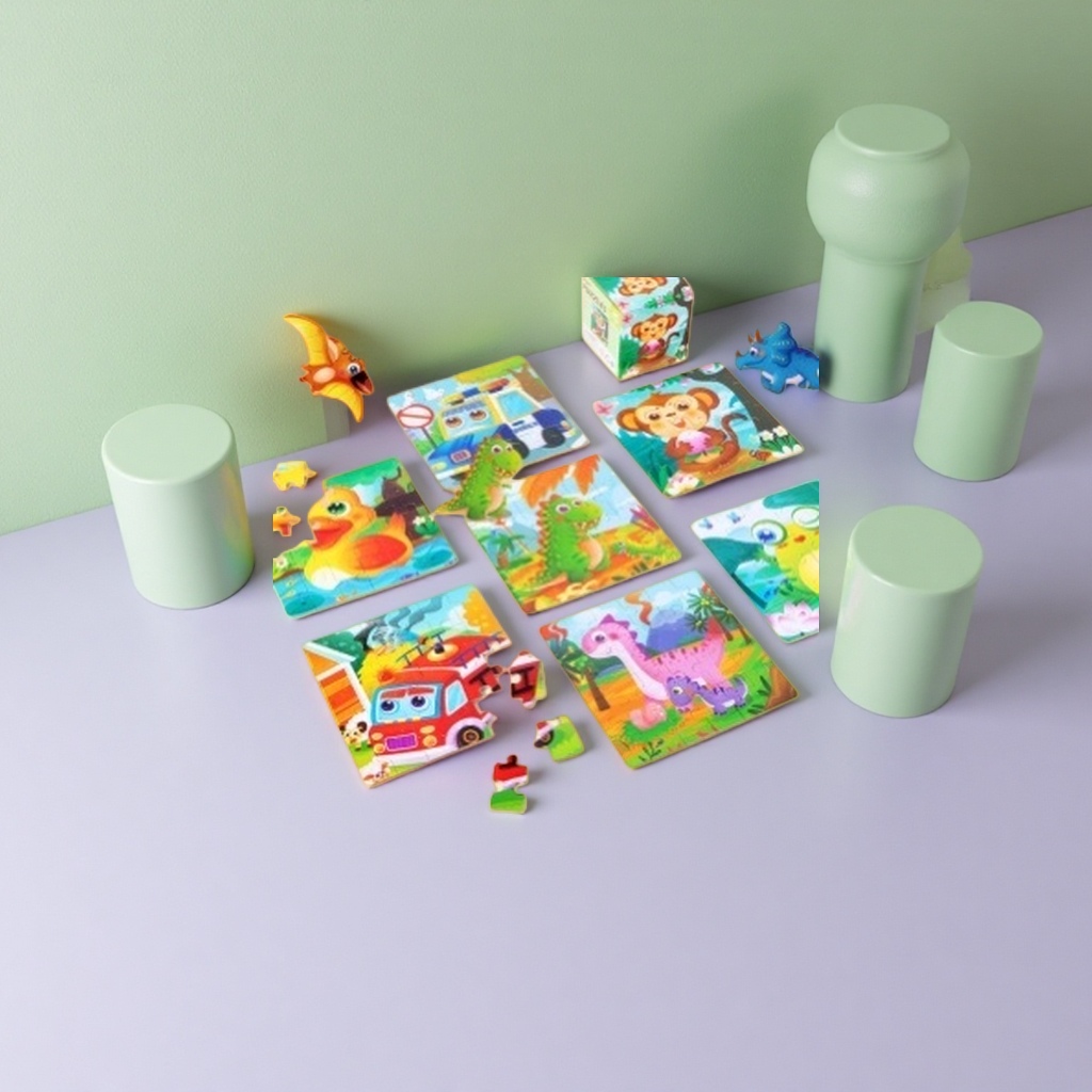 Colorful children's jigsaw puzzle toys with wooden rounded corners and 36 pieces for educational enlightenment