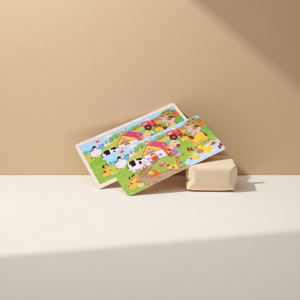 A 36-piece large particle safety rounded corner children's early education toy with a color farm-themed jigsaw puzzle board Application Scenario