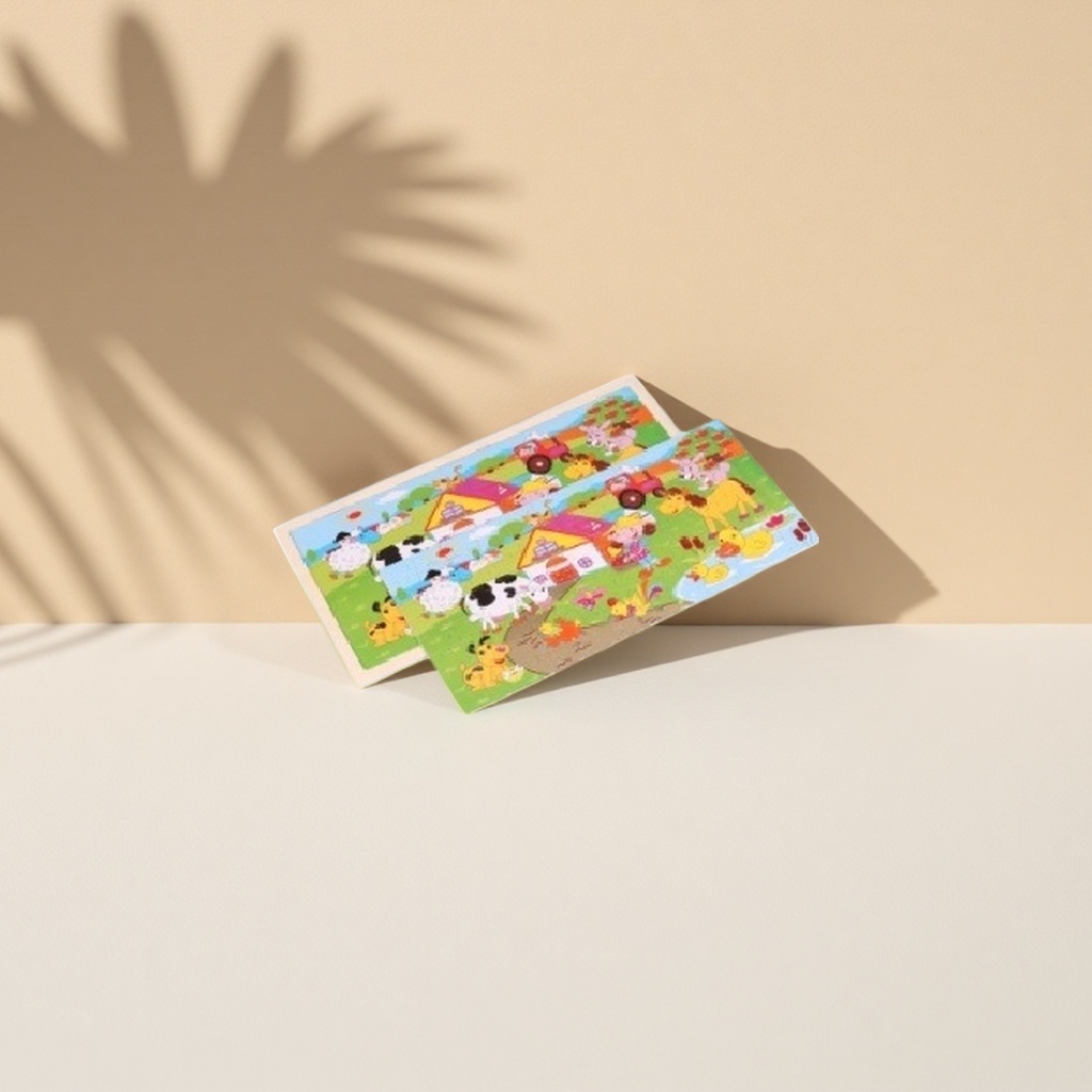 A 36-piece large particle safety rounded corner children's early education toy with a color farm-themed jigsaw puzzle board details Picture