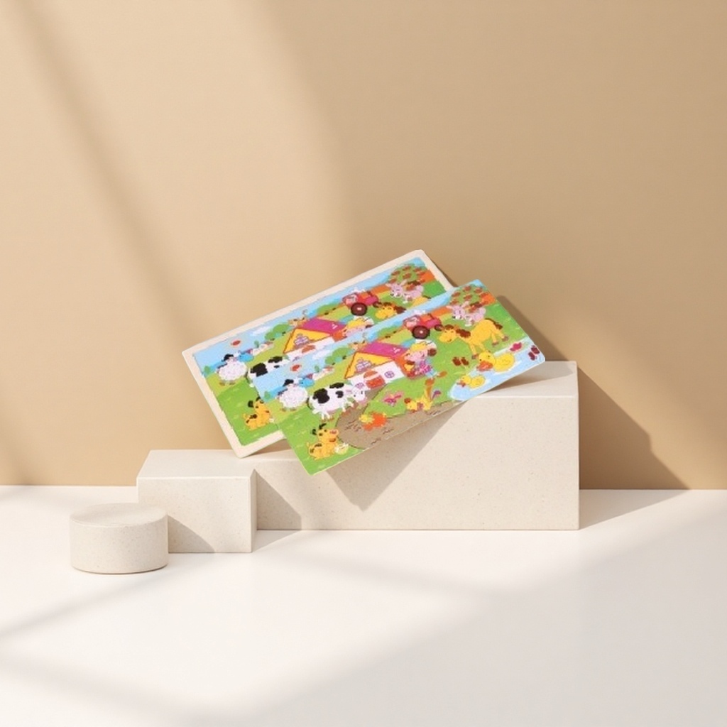 A 36-piece large particle safety rounded corner children's early education toy with a color farm-themed jigsaw puzzle board Specification image