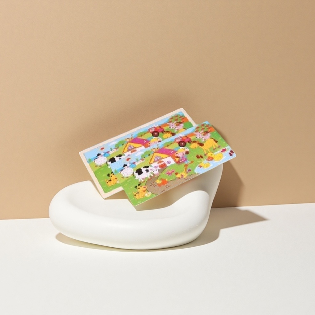 A 36-piece large particle safety rounded corner children's early education toy with a color farm-themed jigsaw puzzle board