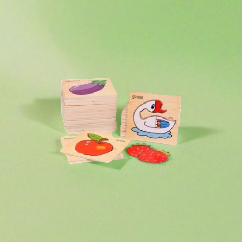 天然榉木拼图玩具 茄子苹果鹅草莓益智早教儿童动手玩具 details Picture