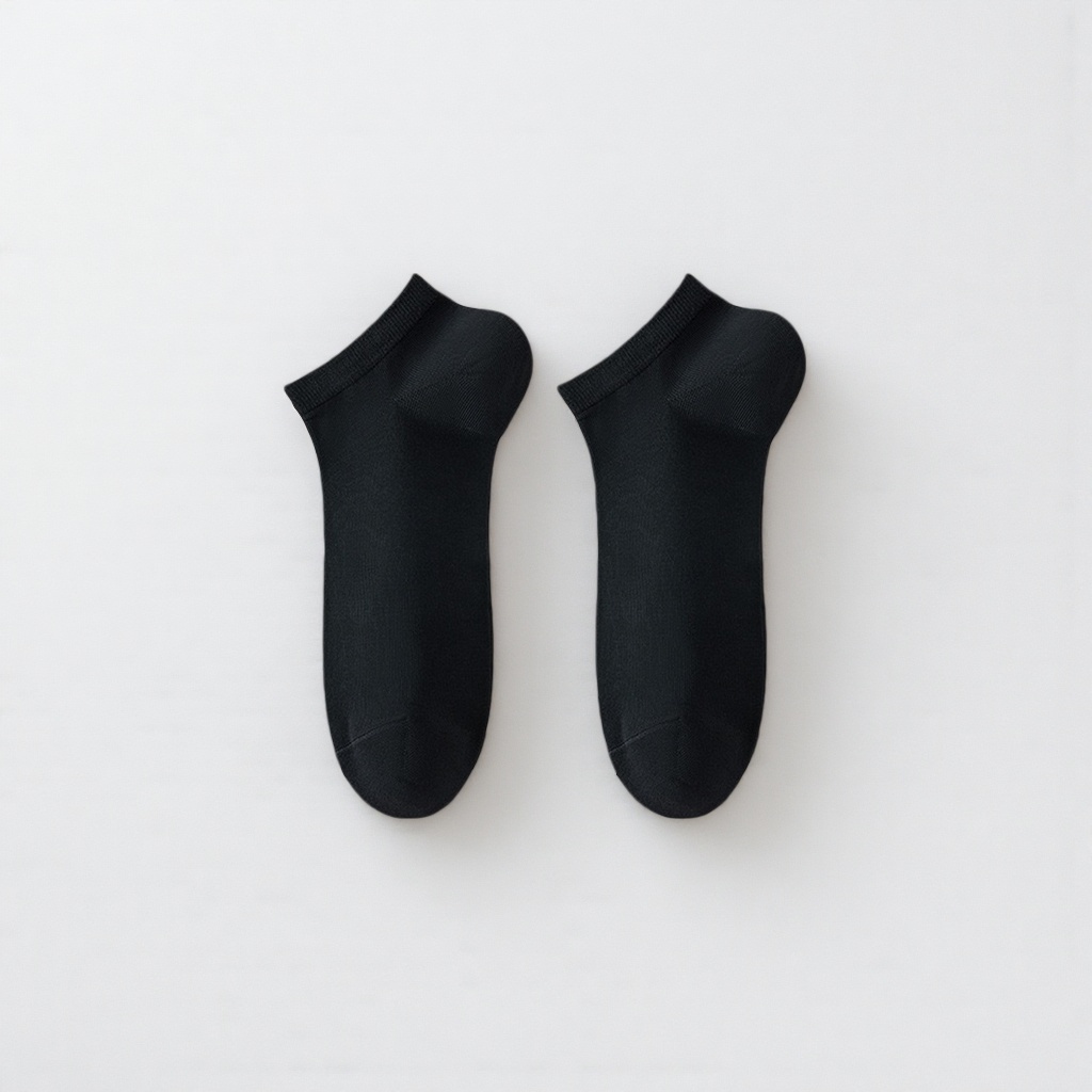 Black pure cotton short socks for both men and women, sweat-absorbing and breathable sports and casual wear Black pure cotton short socks for both men and women, sweat-absorbing and breathable sports and casual wear