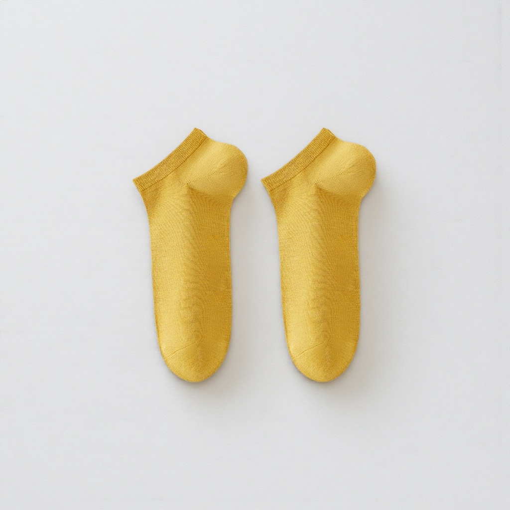 Yellow pure cotton short socks, breathable and sweat-absorbent, basic style for both men and women Yellow pure cotton short socks, breathable and sweat-absorbent, basic style for both men and women