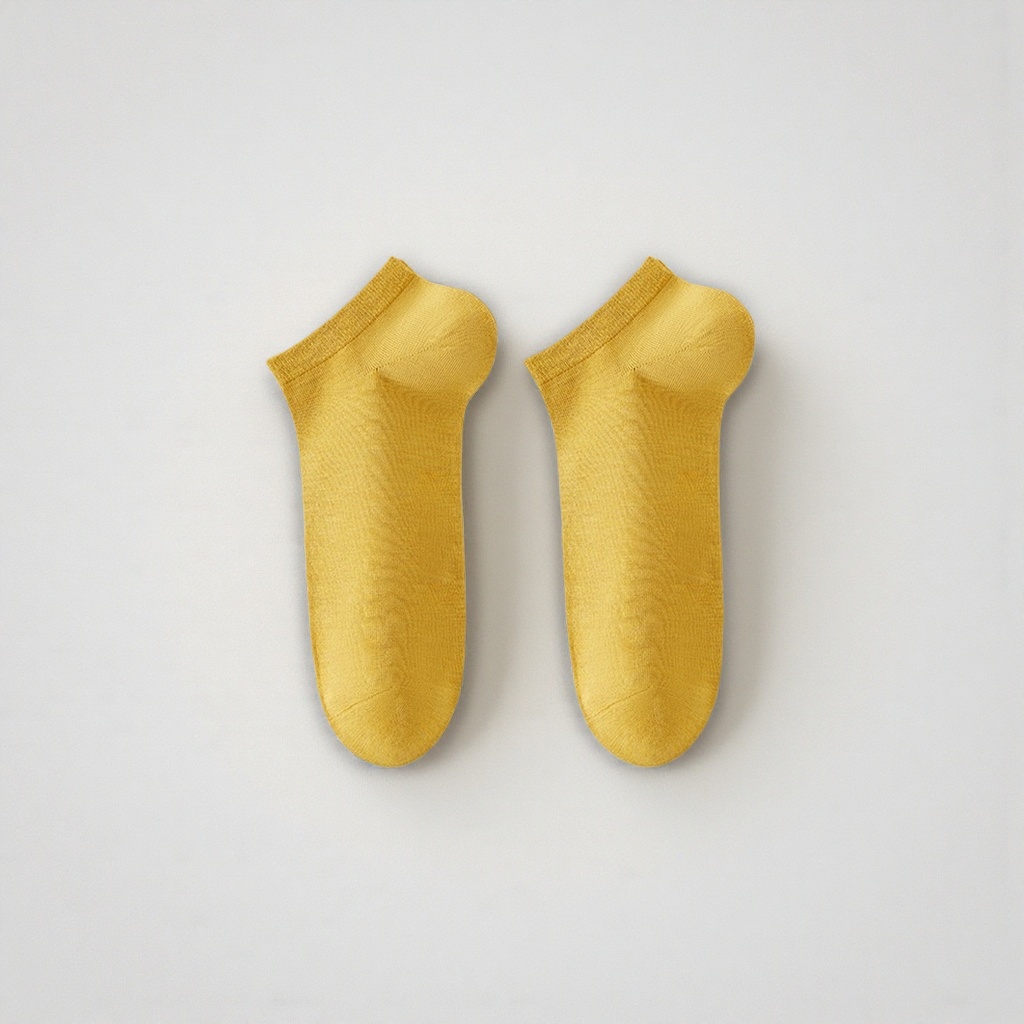 Yellow pure cotton short socks for both men and women, sweat-absorbing and breathable sports and casual wear Specification image