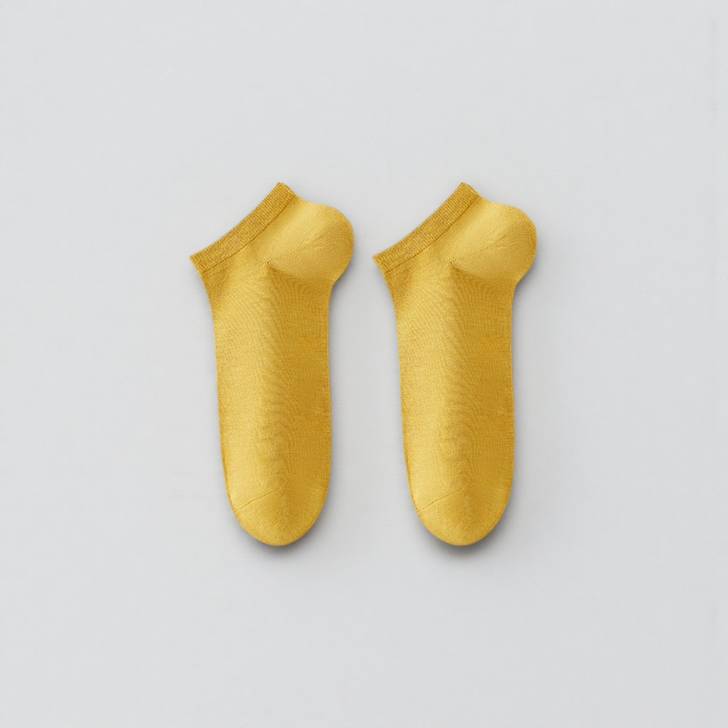 Yellow pure cotton short socks for both men and women, sweat-absorbing and breathable sports and casual wear Application Scenario