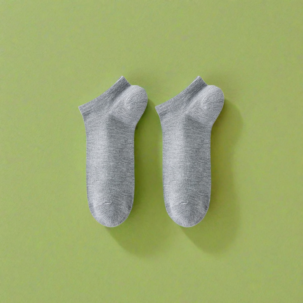 Grey pure cotton short socks, breathable and sweat-absorbent, basic style for both men and women Specification image