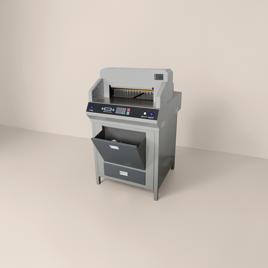 جهاز قطع ورقية رمادي يدوي مزود بخراط الورق من طراز A4 مخصص للاستخدام في الأغراض المكتبية Specification image
