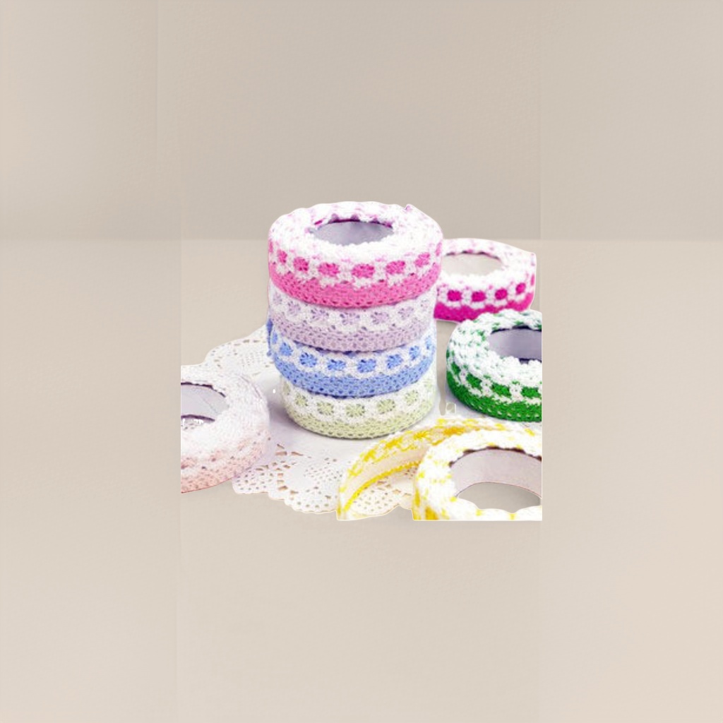 Colorful crocheted roll-shaped decorative items, handmade woolen DIY home ornaments details Picture