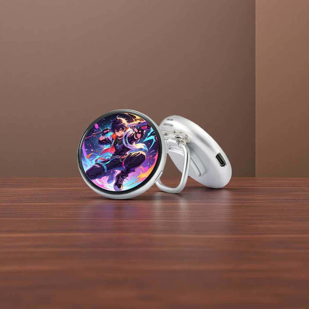 Blue electronic Bagee device, circular color screen, anime girl, light blue shell, metal hook details Picture