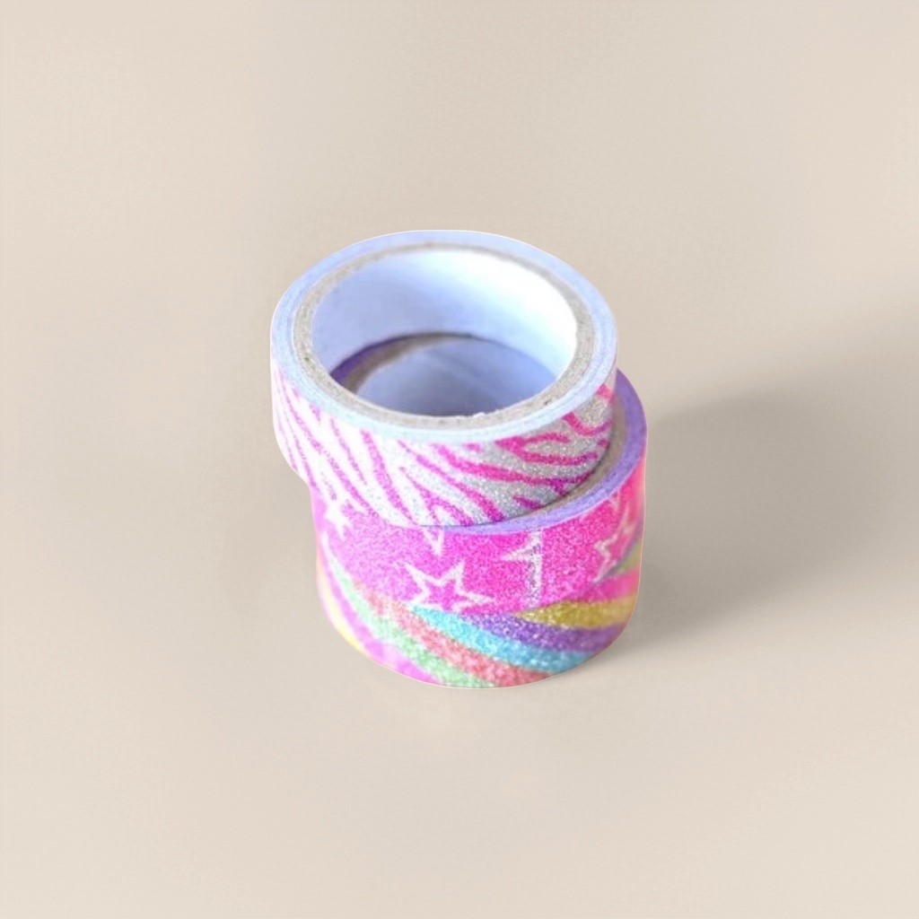 Colored glitter tape roll for notebook decoration, 3M wide, 15mm, tear-off