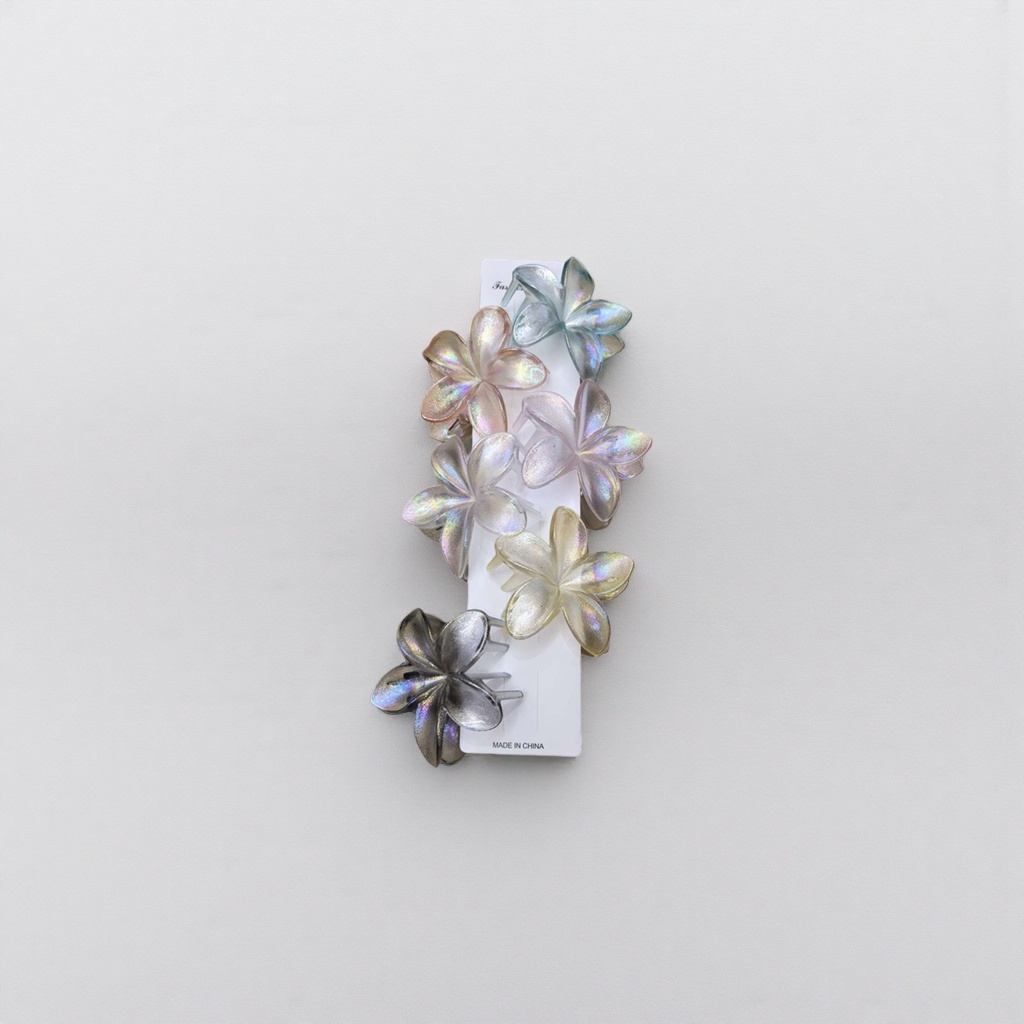 Colorful gradient flower hair clips, sweet and girlish style headwear, metal fine-toothed anti-slip clips Specification image