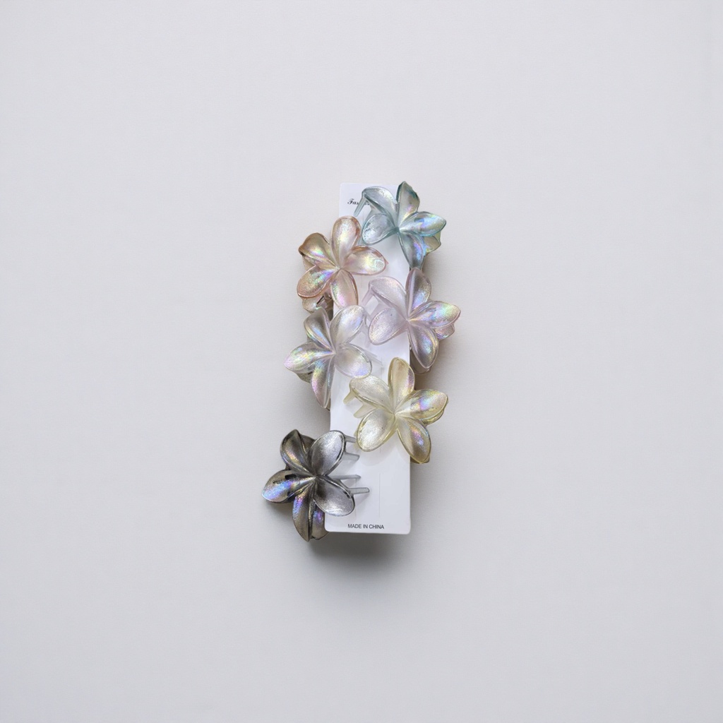Colorful gradient flower hair clips, sweet and girlish style headwear, metal fine-toothed anti-slip clips details Picture