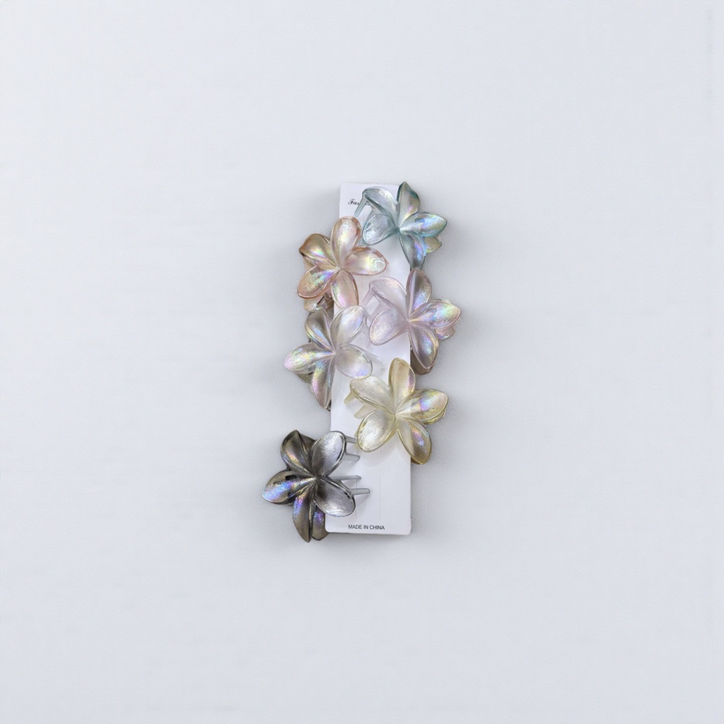 Colorful gradient flower hair clips, sweet and girlish style headwear, metal fine-toothed anti-slip clips