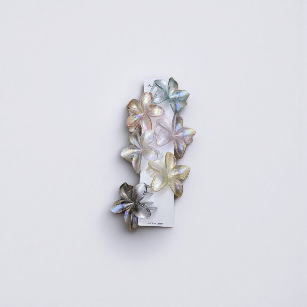 Colorful gradient flower hair clips, sweet and girlish style headwear, metal fine-toothed anti-slip clips Application Scenario
