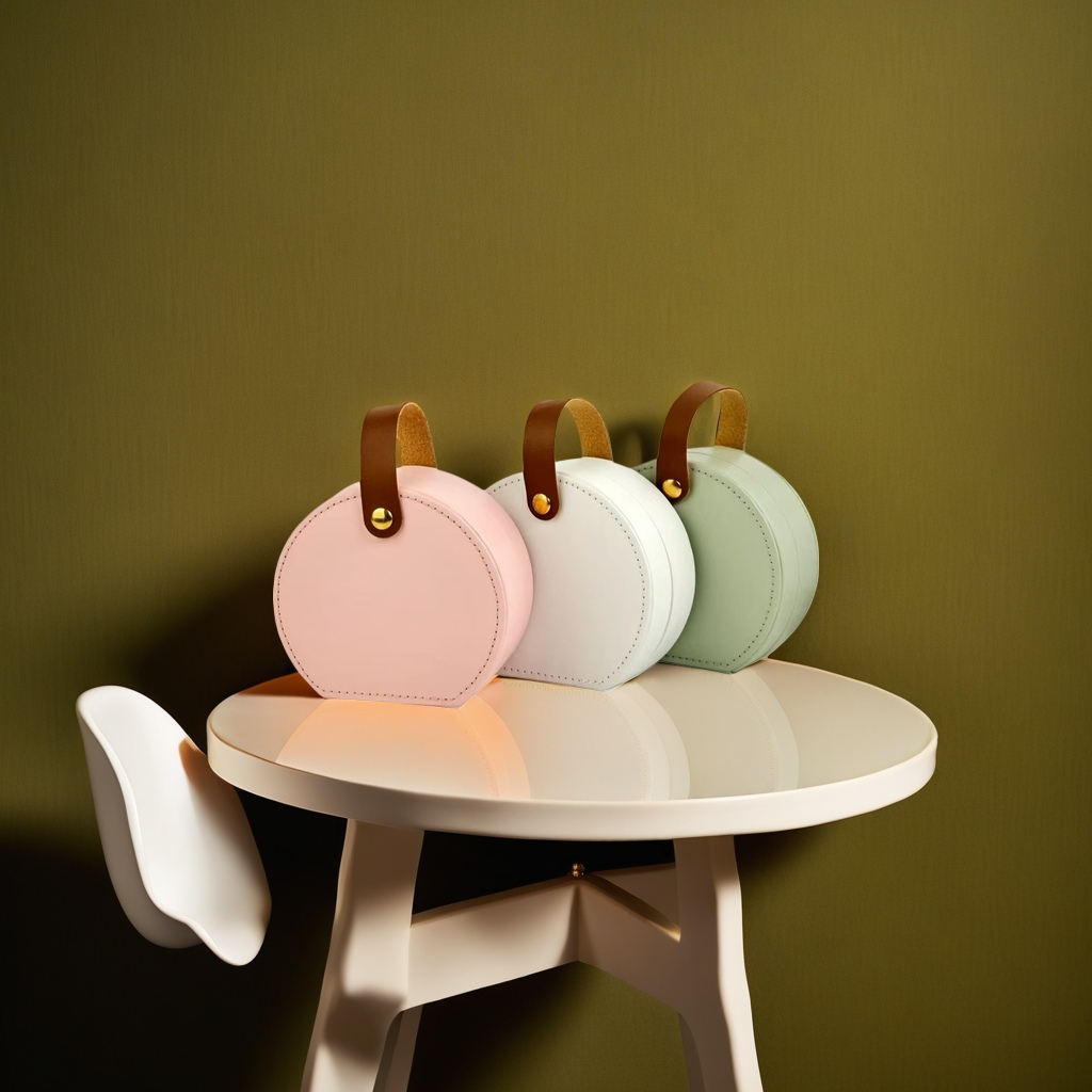 علبة زينة من الجلد الوردي الأبيض الوردي مع الجلد البني Specification image