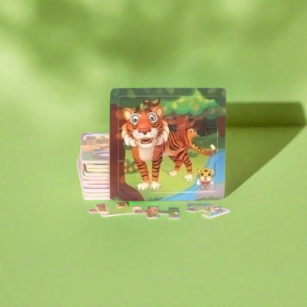Colorful tiger jigsaw puzzle children's educational toy, large wooden particles, safe and non-toxic Specification image