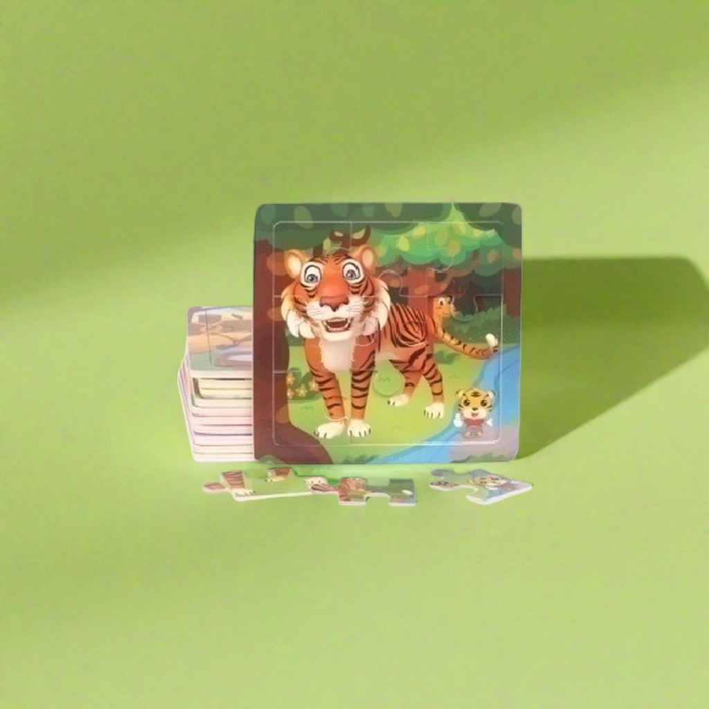 Colorful tiger jigsaw puzzle children's educational toy, large wooden particles, safe and non-toxic Application Scenario