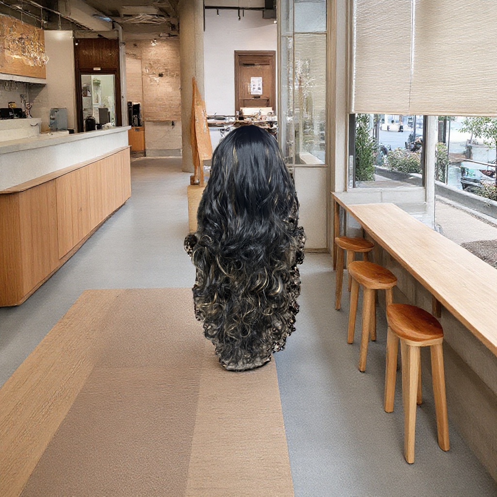Black curly hair wig for women, natural and fluffy hair strands, no need for perming long hair Application Scenario