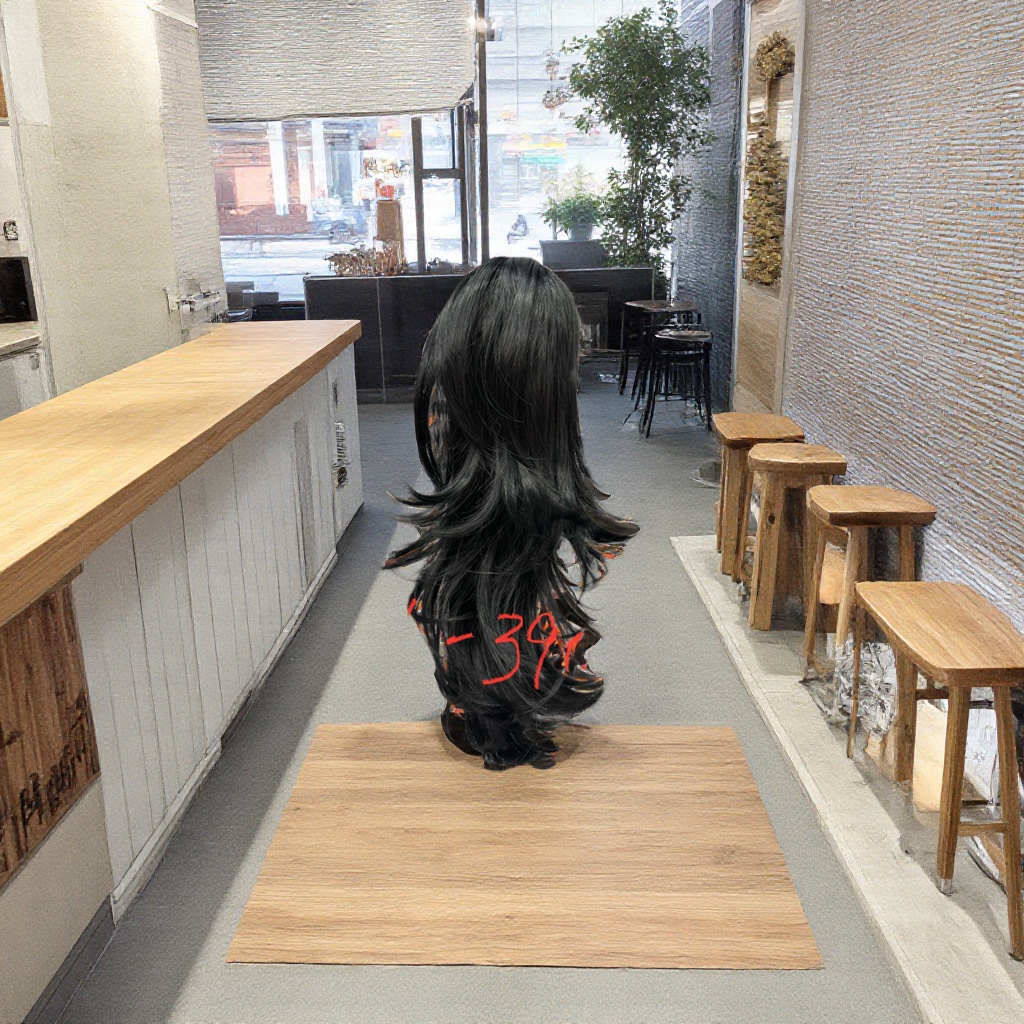 The black long-haired faux wig naturally drape, is breathable, light and comfortable