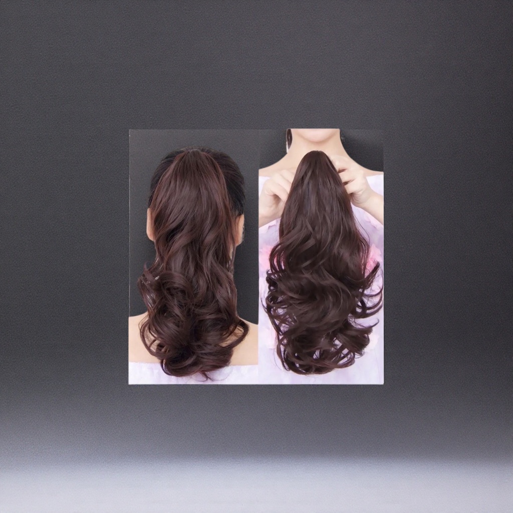 The brown curly ponytail wig simulates the natural, fluffy and breathable nature of real human hair details Picture