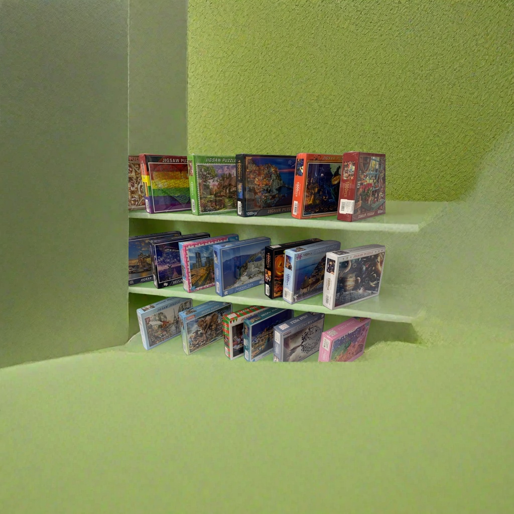 Colorful jigsaw puzzle box, children's educational toy creative assembly storage box Application Scenario