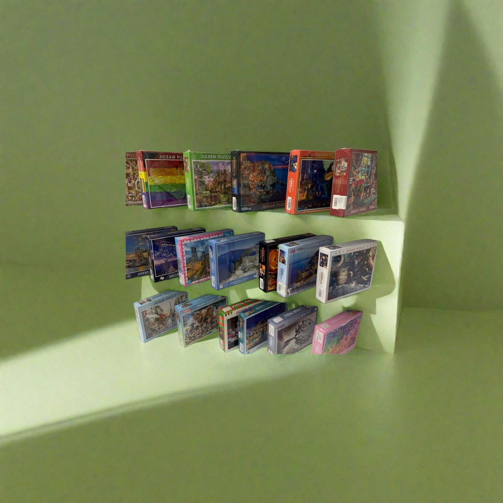 Colorful jigsaw puzzle box, children's educational toy creative assembly storage box
