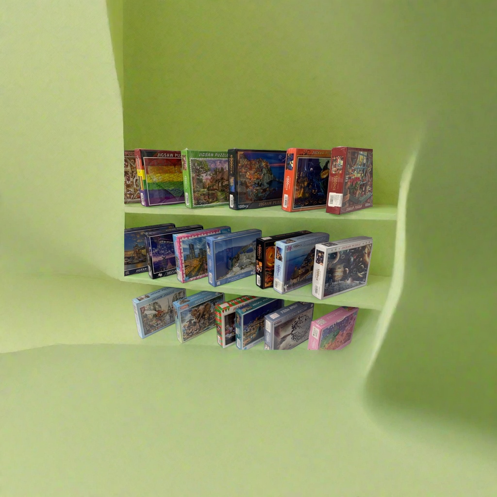 Colorful jigsaw puzzle box, children's educational toy creative assembly storage box Specification image