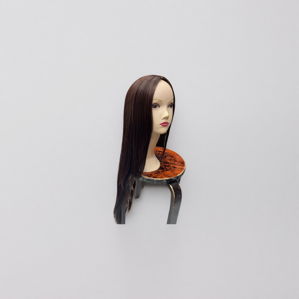 Brown long straight hair wig, Jurchen hair, high-temperature silk, no need for perming, natural drape details Picture