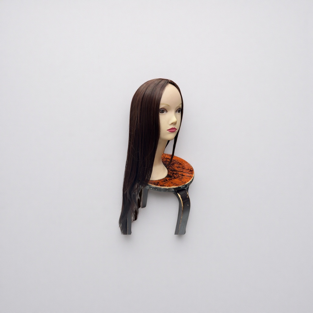 Brown long straight hair wig, Jurchen hair, high-temperature silk, no need for perming, natural drape Specification image