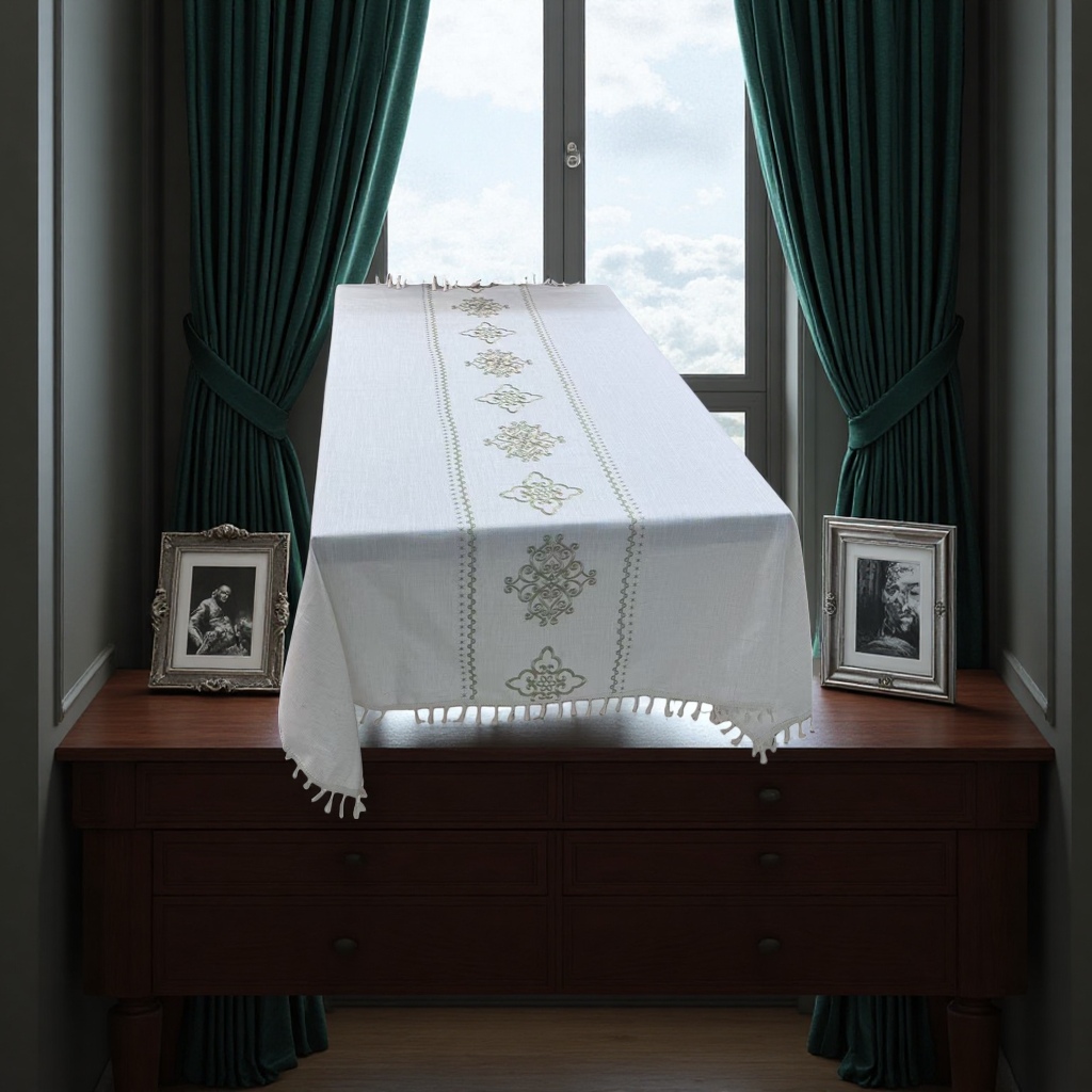 Thickened white tablecloth, anti-slip and waterproof PVC tablecloth, 140x220cm details Picture