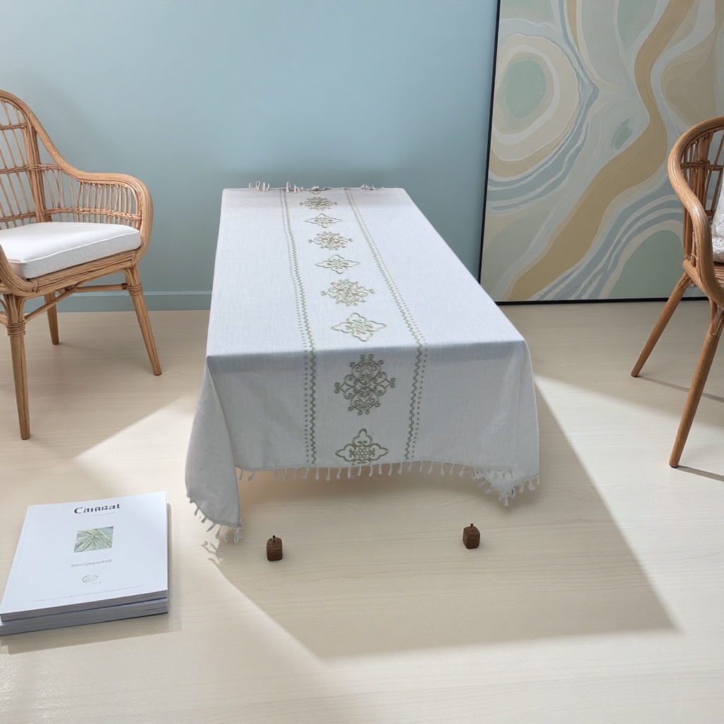 Thickened white tablecloth, anti-slip and waterproof PVC tablecloth, 140x220cm Application Scenario