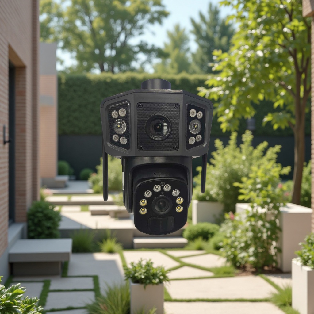 (Price to be negotiated) Black dual-lens surveillance camera, high-definition night vision, waterproof, outdoor, home, indoor security