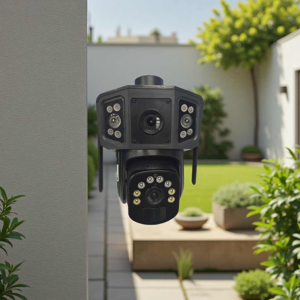 (Price to be negotiated) Black dual-lens surveillance camera, high-definition night vision, waterproof, outdoor, home, indoor security Application Scenario