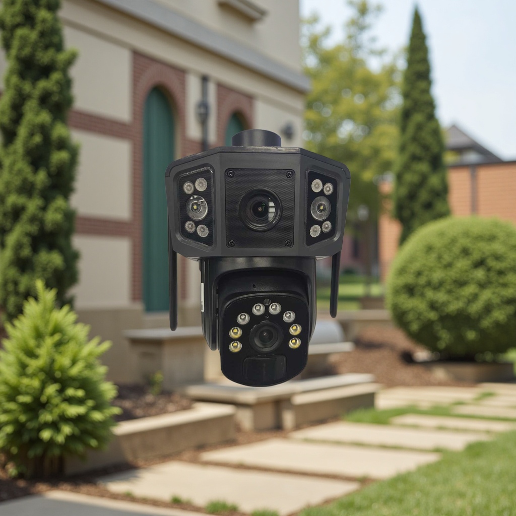 (Price to be negotiated) Black dual-lens surveillance camera, high-definition night vision, waterproof, outdoor, home, indoor security Specification image