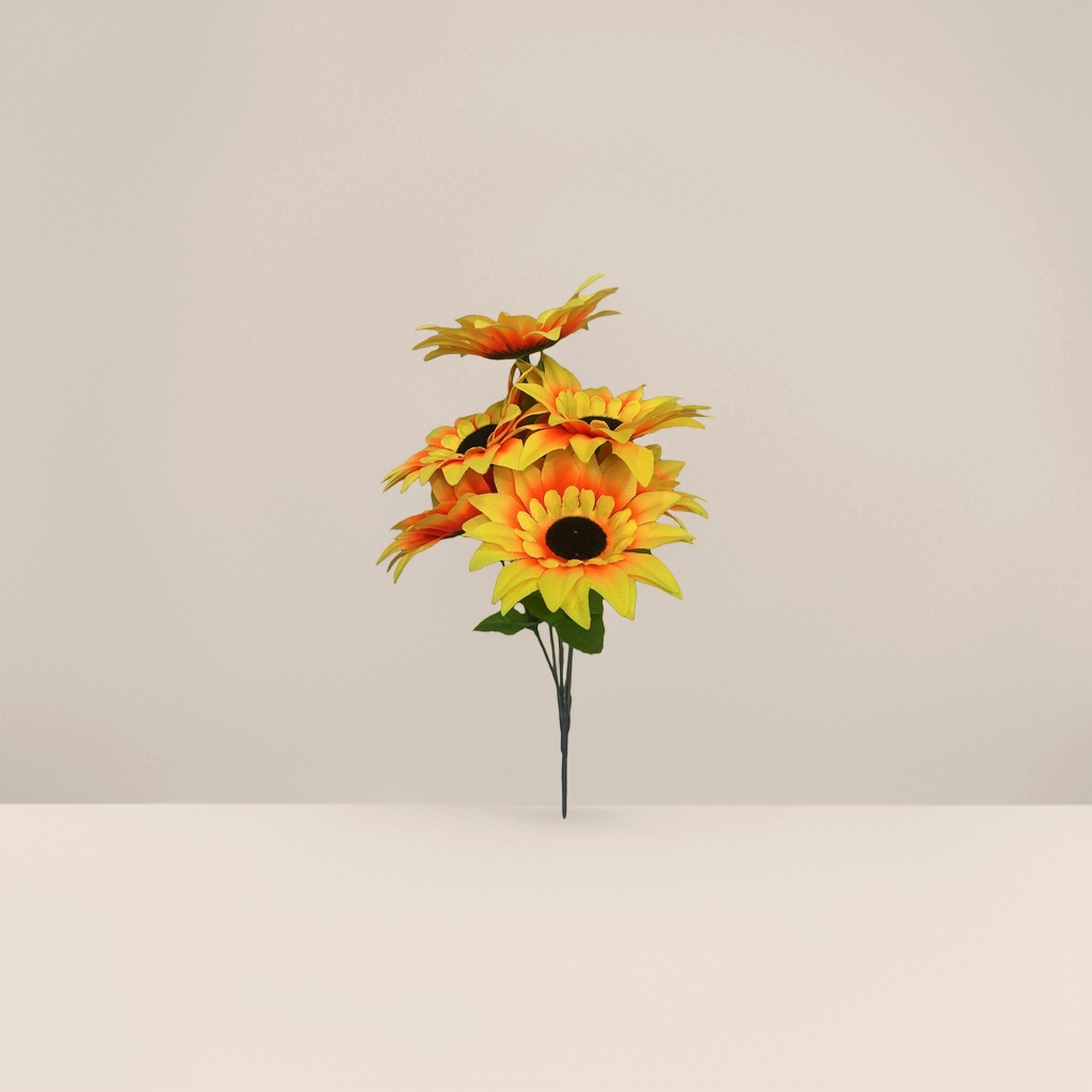 黄色橙色渐变向日葵花束鲜花插花装饰客厅卧室摆件泡沫花假花花杆人造花配件塑料人造花花头泡沫花假花花杆人造花花头泡沫花