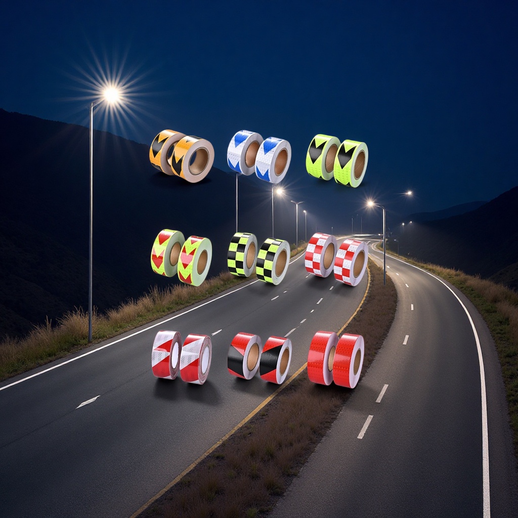 Reflective sticker rolls, 45 meters long and 5 miles wide, available in various colors for customization Specification image