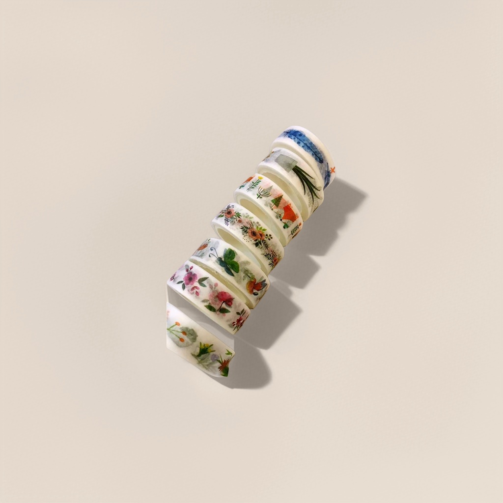 彩色花卉园艺主题胶带卷 展开图案精美实用 Specification image