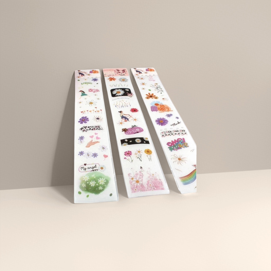 彩色花卉主题贴纸条 创意手账装饰贴画DIY文具套装 Specification image