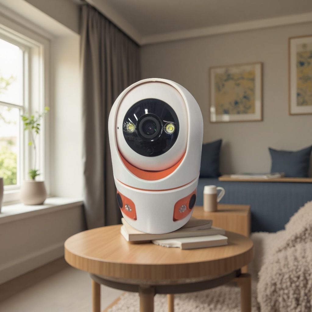 (Price to be negotiated) White spherical surveillance camera with orange decoration details Picture
