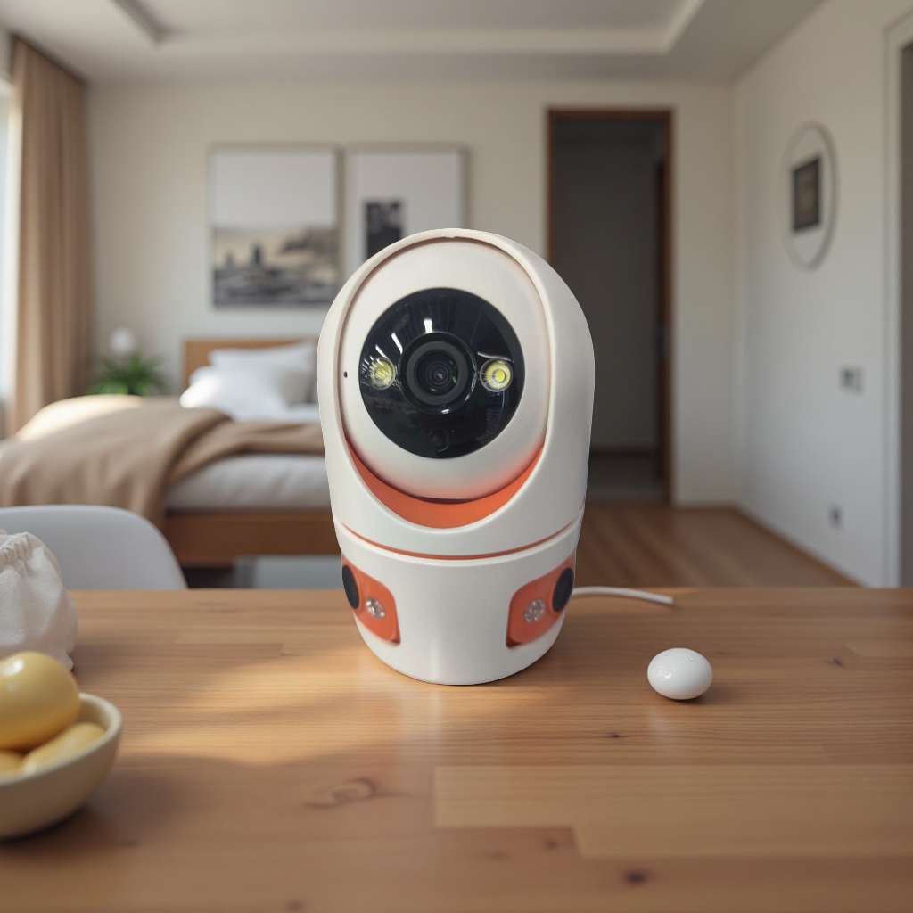 (Price to be negotiated) White spherical surveillance camera with orange decoration Specification image